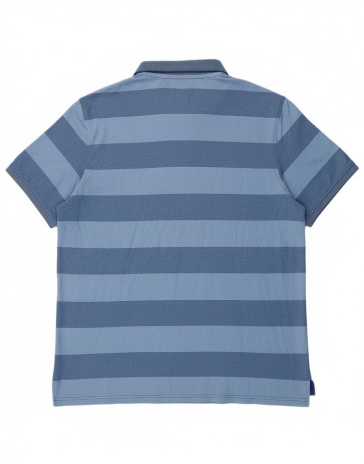 IZOD Mens Polo Shirt 2XL Blue Striped Cotton Vintage Izod and Second-Hand Izod from Messina Hembry 