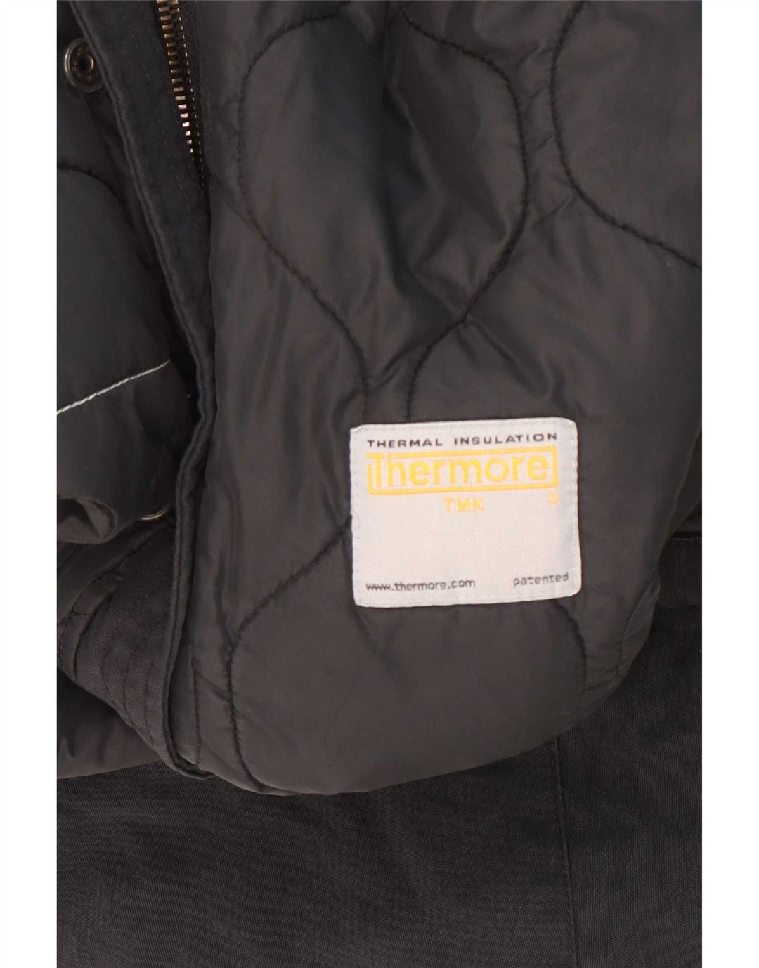 Vintage parkajakke med hætte til kvinder UK 14 Medium Sort polyamid