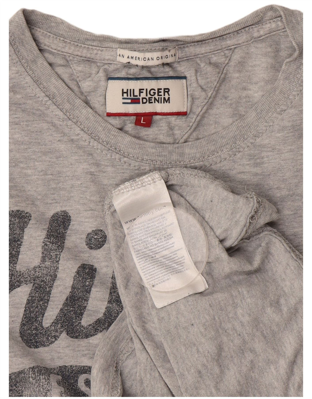 Tommy Hilfiger Herre Grafisk T-Shirt Top Stor Grå Flecked Bomuld