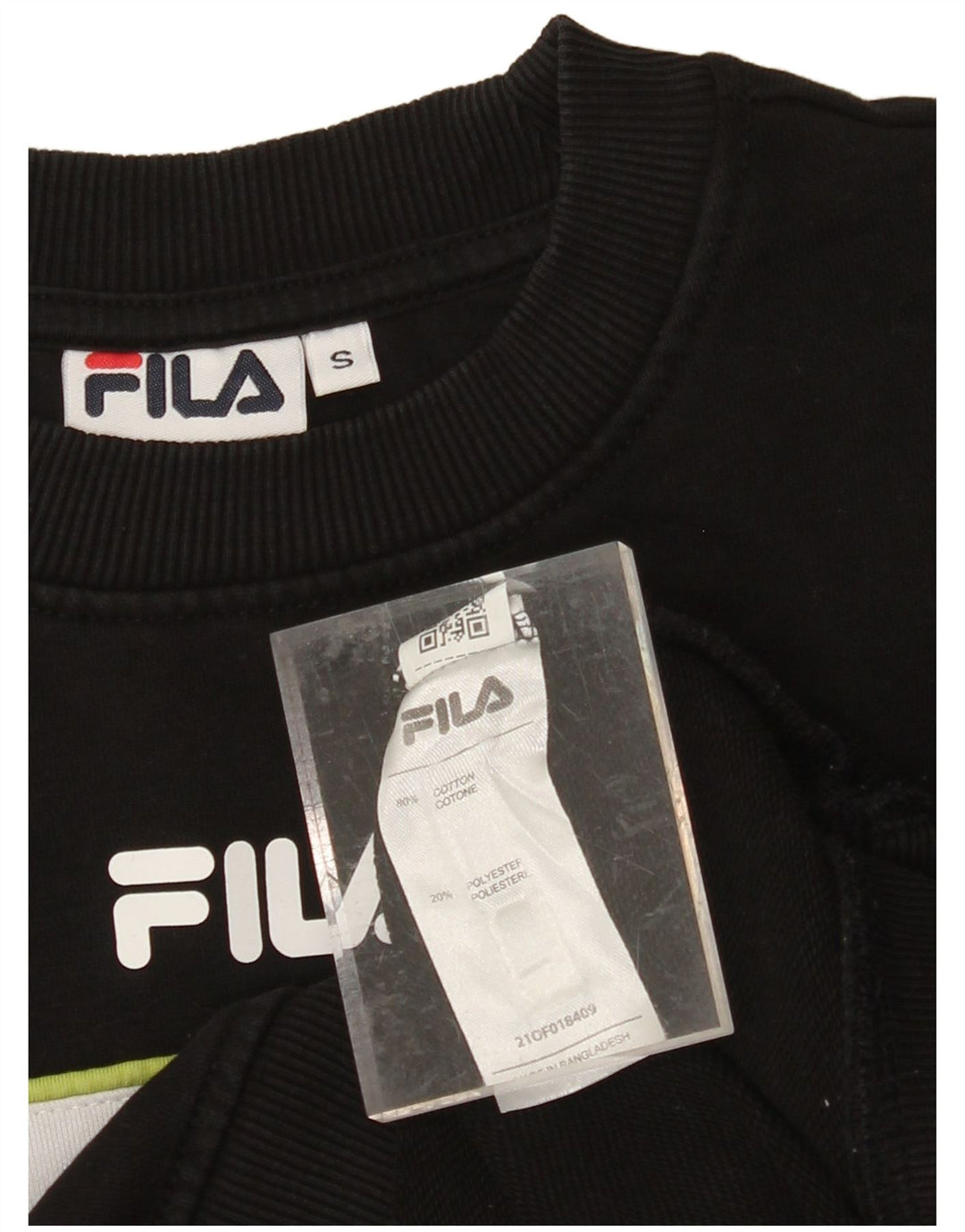 FILA Womens Oversized Sweatshirt Jumper UK 10 Small Black Colourblock