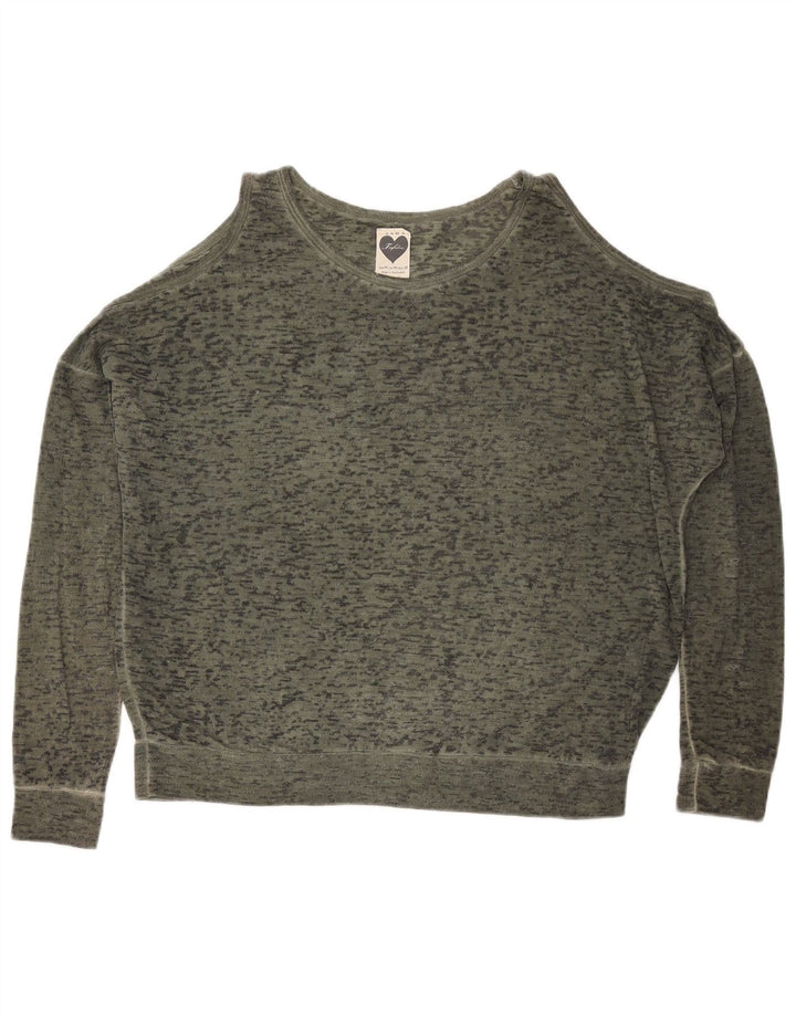 ZARA Dame Oversized Top Langærmet UK 14 Medium Khaki Flecked