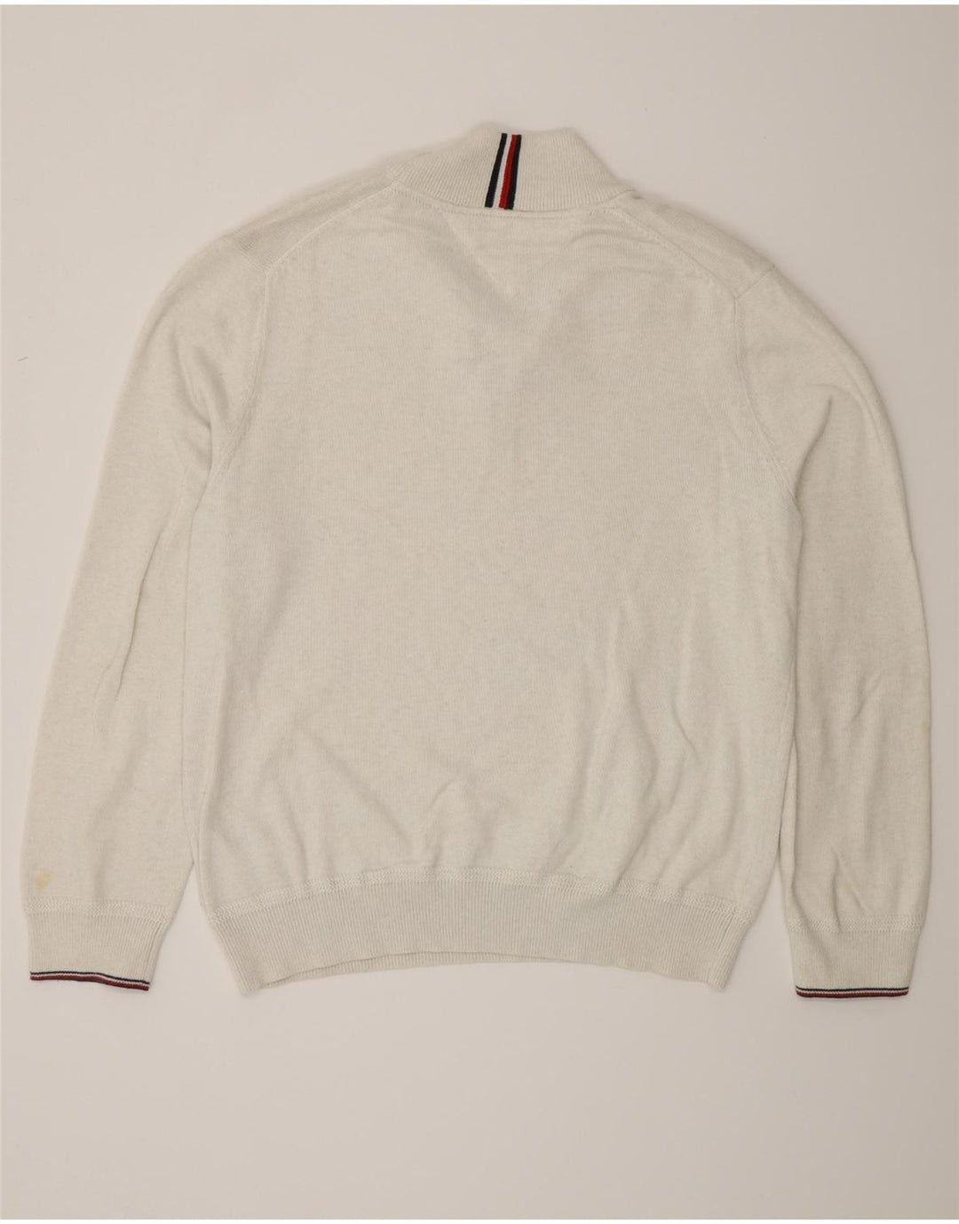 Tommy Hilfiger Herre Zip Neck Jumper Sweater Stor Grå Bomuld