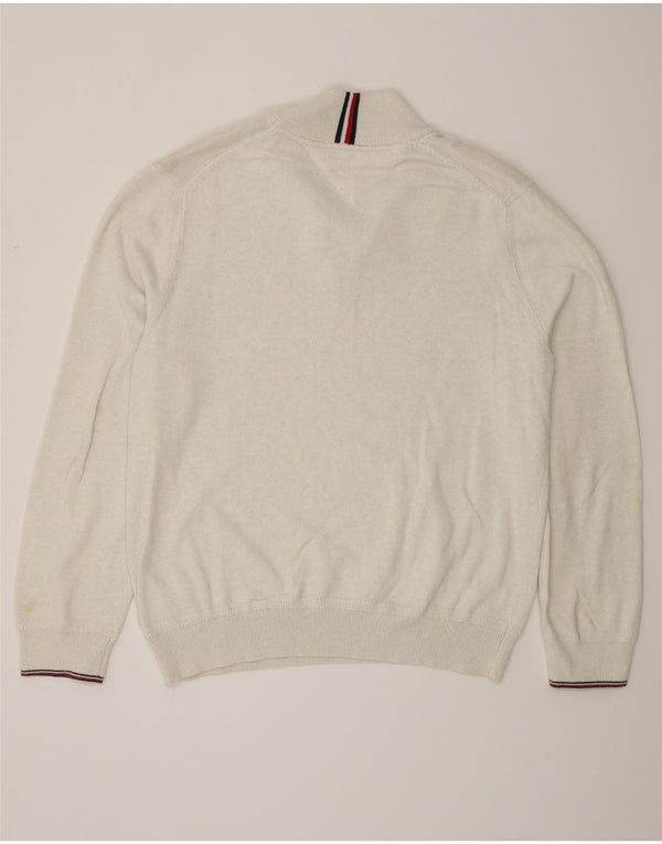 Tommy Hilfiger Herre Zip Neck Jumper Sweater Stor Grå Bomuld