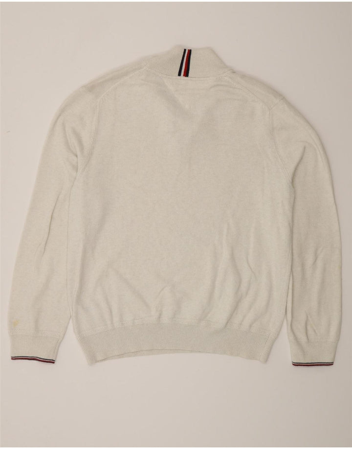 Tommy Hilfiger Herre Zip Neck Jumper Sweater Stor Grå Bomuld