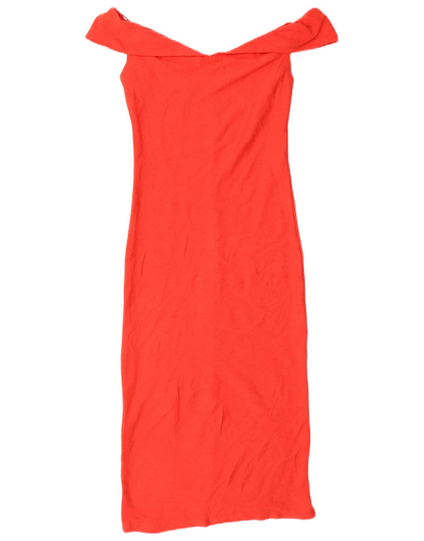 Zara Dame Trafaluc Off Shoulder Kjole UK 10 Lille Rød