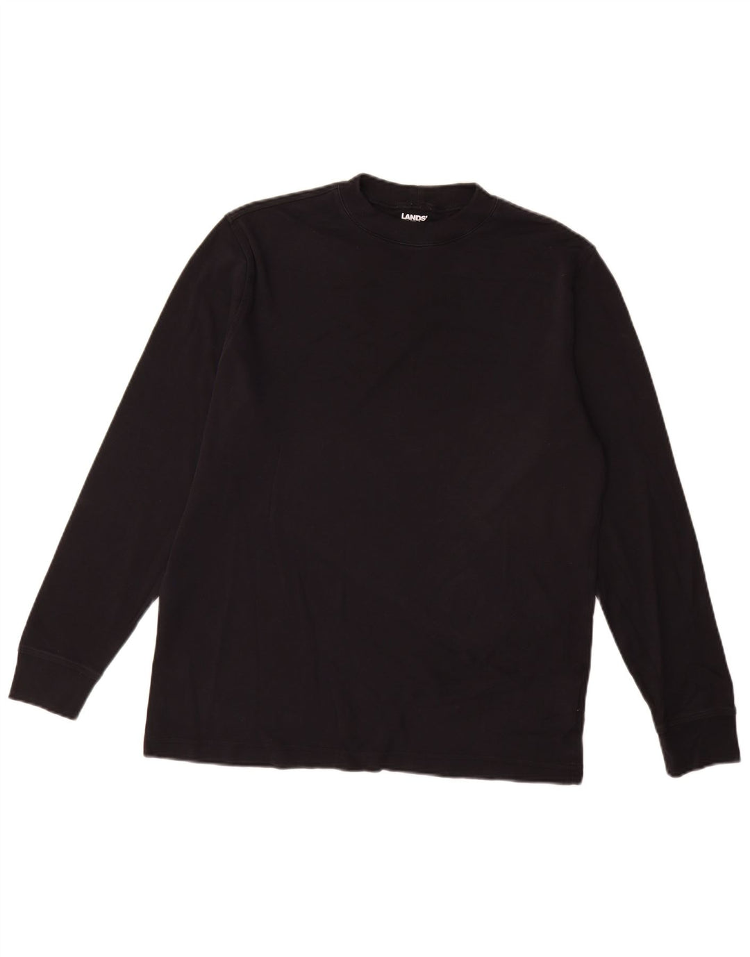 Lands End Herre Top Langærmet Medium Sort Bomuld