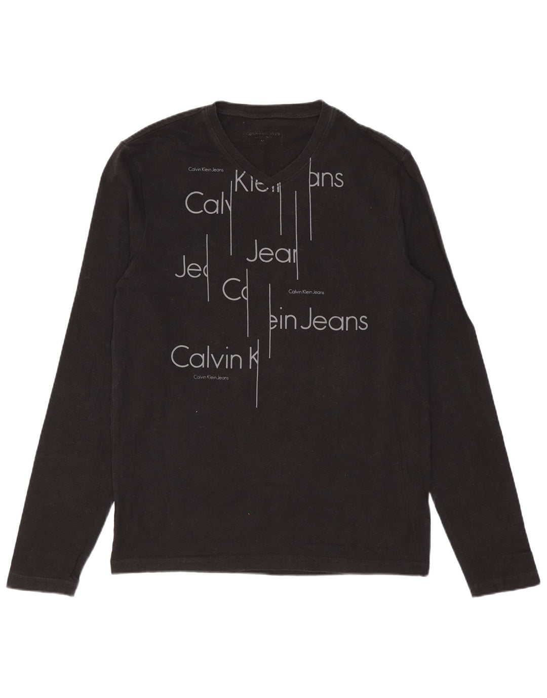 Calvin Klein Jeans Dame Grafisk Top Langærmet UK 12 Medium Sort