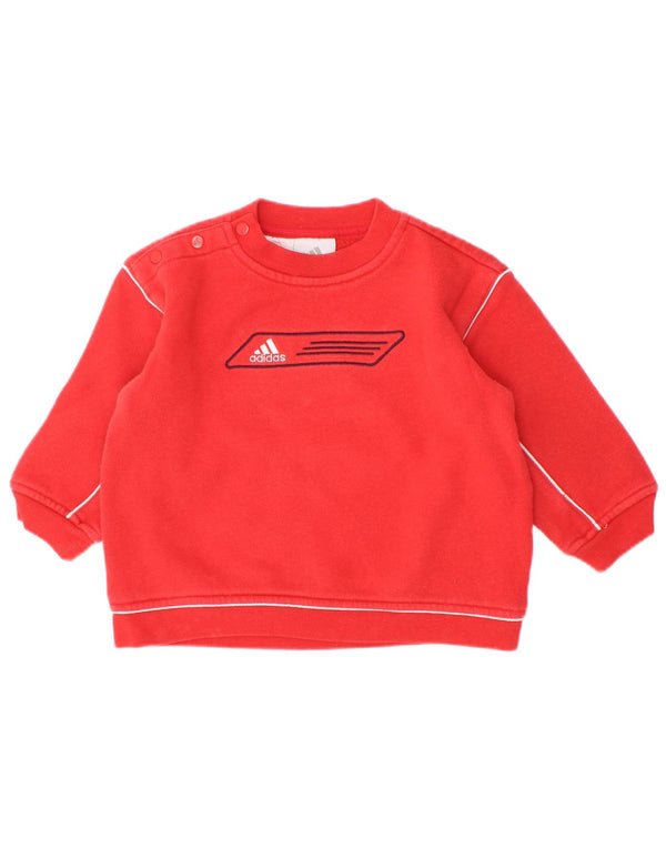 Adidas Baby Boys Grafisk Button Neck Sweatshirt Jumper 9-12 Måneder Rød
