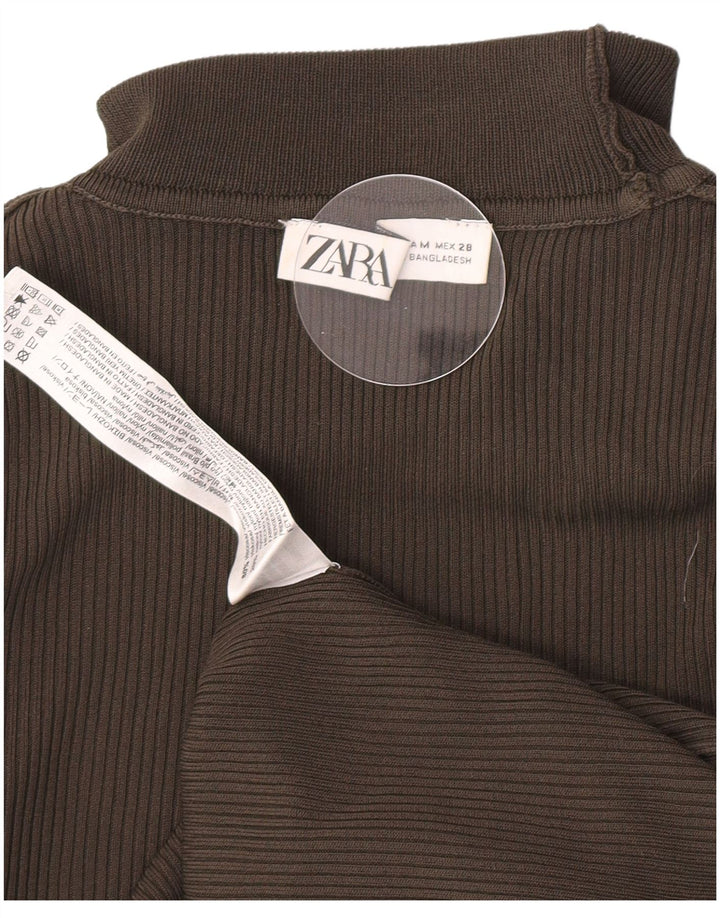 Zara Dame Rullehals Sweater UK 12 Medium Grå Viscose