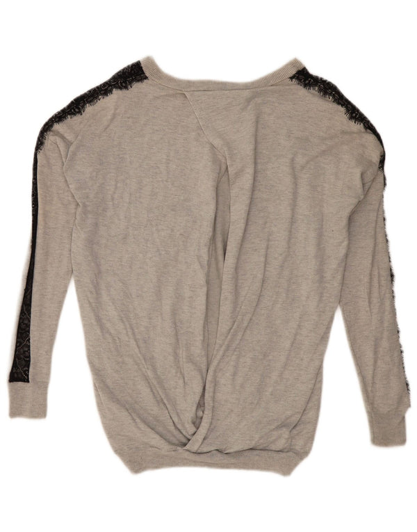 Karen Millen Dame Boat Neck Jumper Sweater UK 14 Large Grey Colourblock