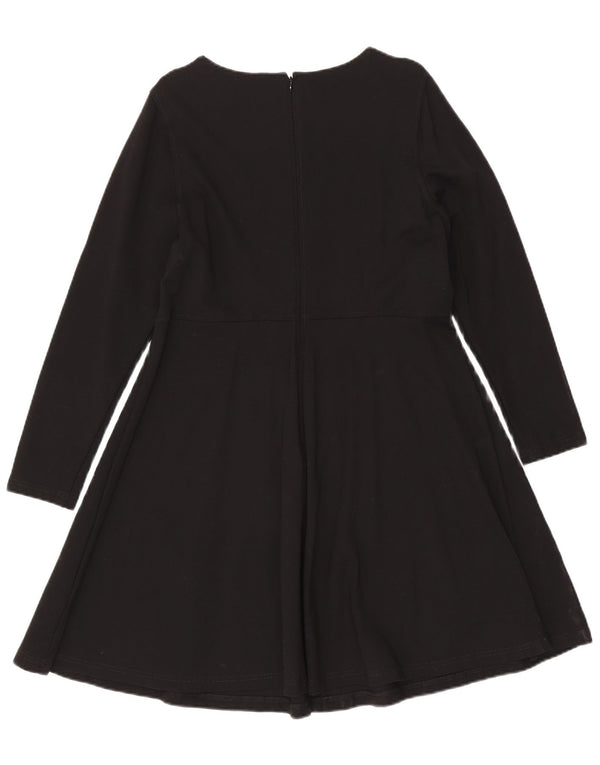 Marks & Spencer Dame Langærmet A-Line Kjole UK 18 XL Sort Viscose
