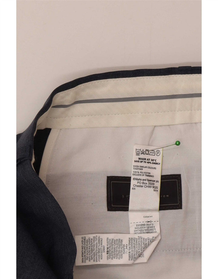Marks & Spencer Herre Regular Fit Suit Bukser W32 L33 Marineblå polyester