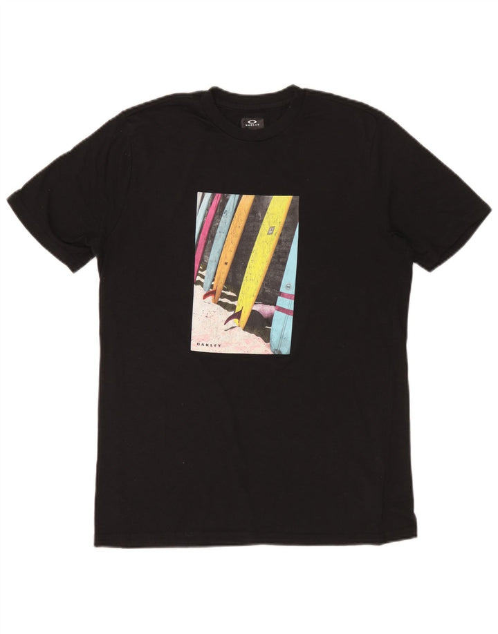 Oakley Herre Regular Fit Grafisk T-Shirt Top XS Sort Polyester