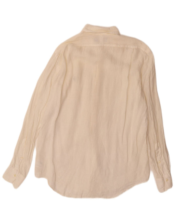 Polo Ralph Lauren Mens Shirt Medium Off White Linen