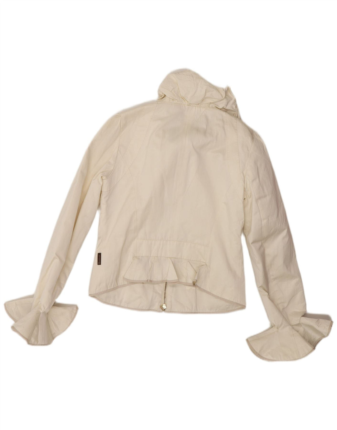 MONCLER Womens Crop Bomber Jacket Størrelse 2 Medium Off White Polyester