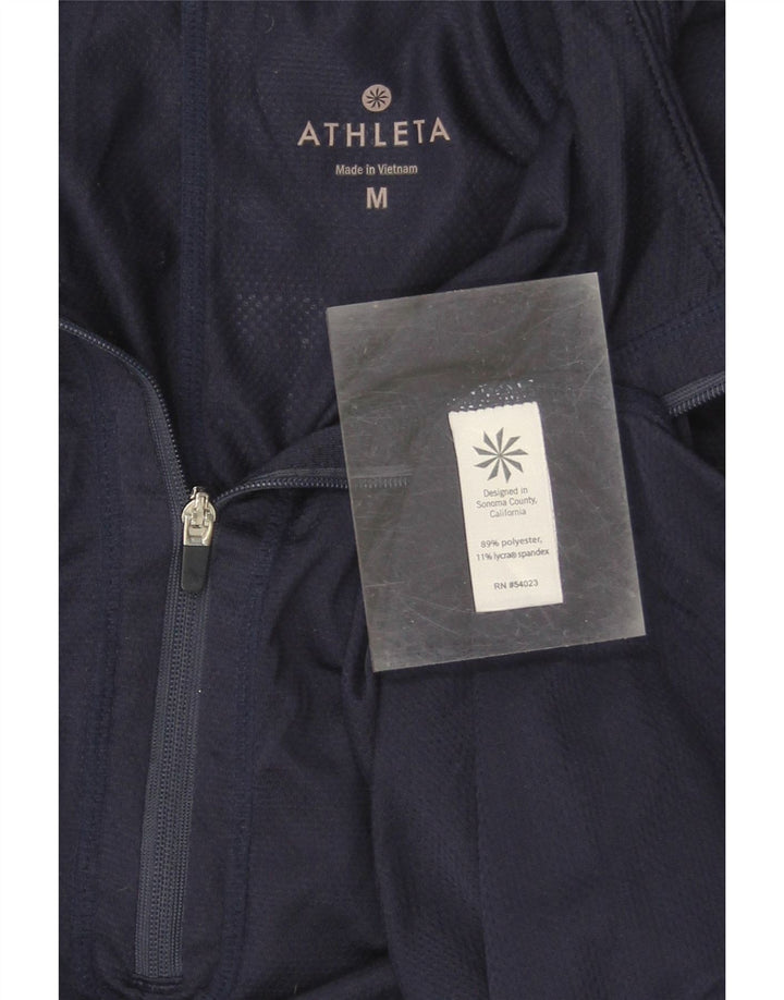 ATHLETA Womens Zip Neck Pullover Tracksuit Top UK 14 Medium Navy Blue Vintage Athleta and Second-Hand Athleta from Messina Hembry 