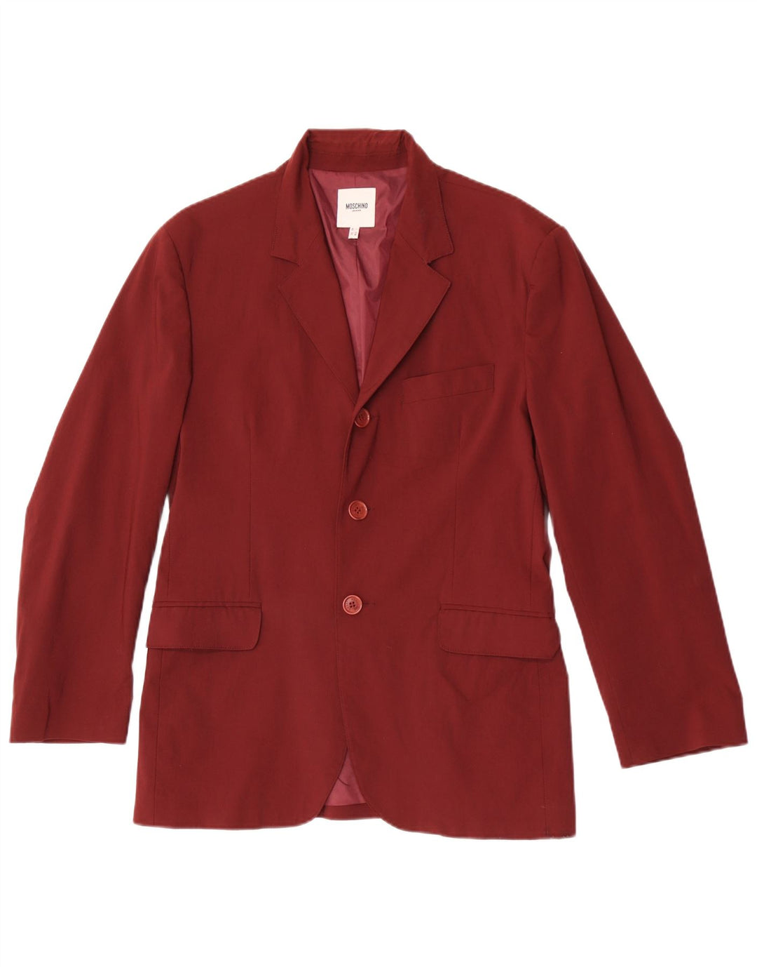 Moschino Herre 3-knaps blazerjakke UK 36 Small Maroon Viscose
