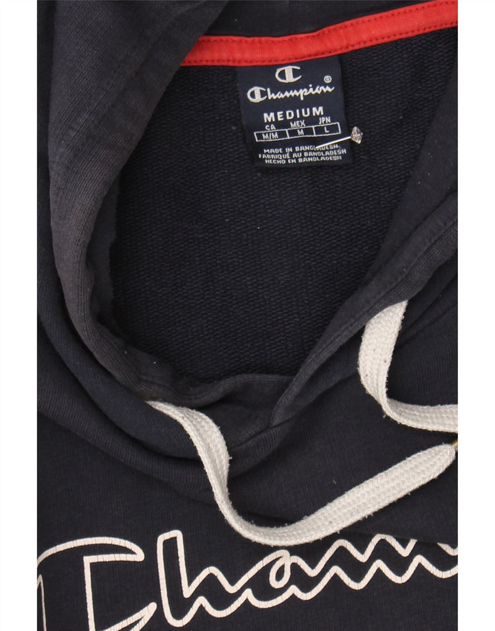 CHAMPION Mens Graphic Hoodie Jumper Medium Navy Blue Vintage Champion and Second-Hand Champion from Messina Hembry 