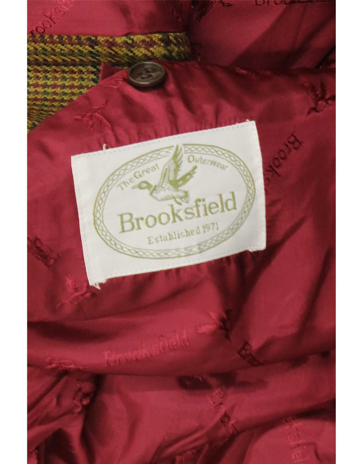 Brooksfield Herre 2 Button Blazer Jacket UK 40 Large Khaki Check
