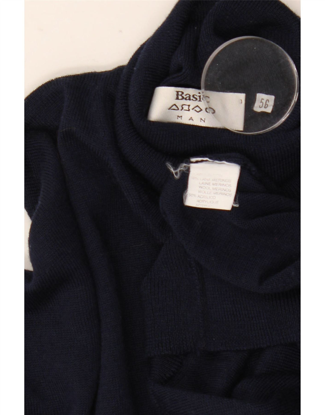 Basic Herre rullehals sweater IT 56 XL Marineblå Uld