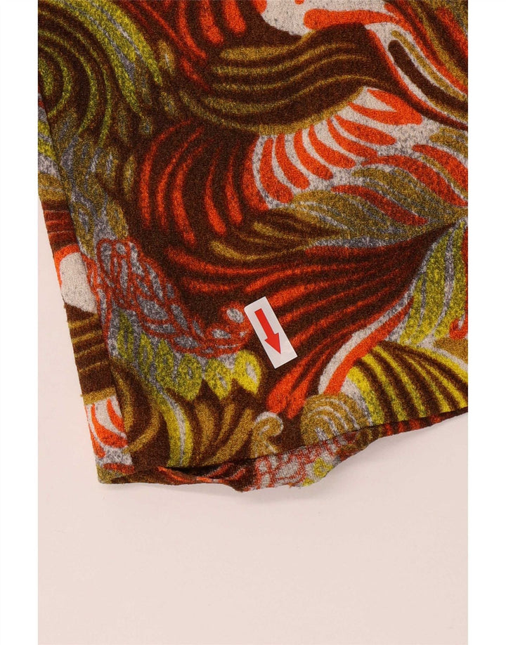 Vintage Kvinders abstrakt mønster Top Langærmet UK 14 Medium Flerfarvet