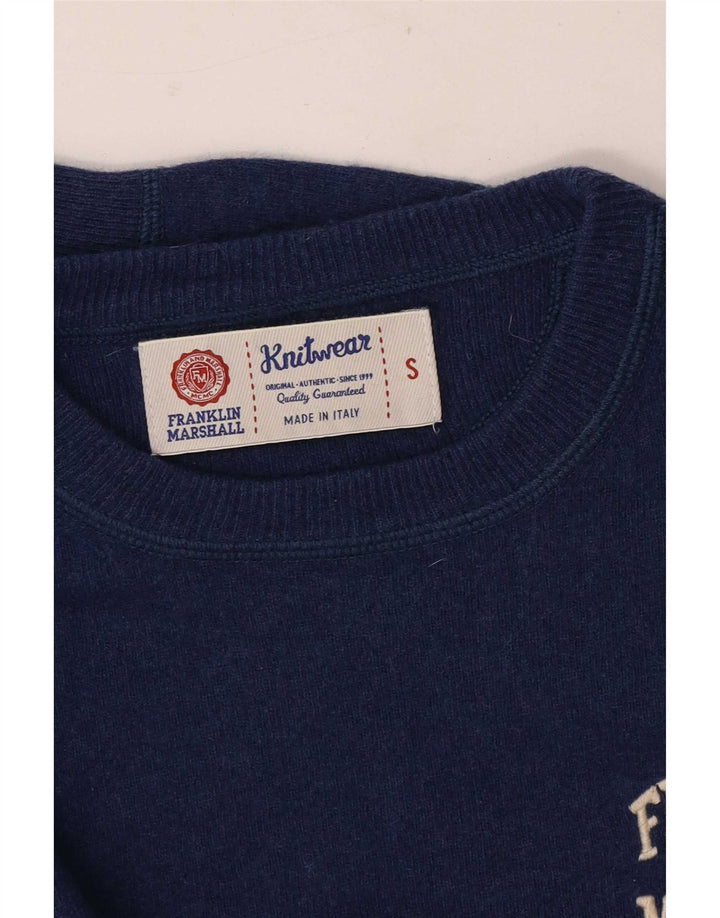 Franklin Marshall Herre grafisk rund hals sweater lille marineblå