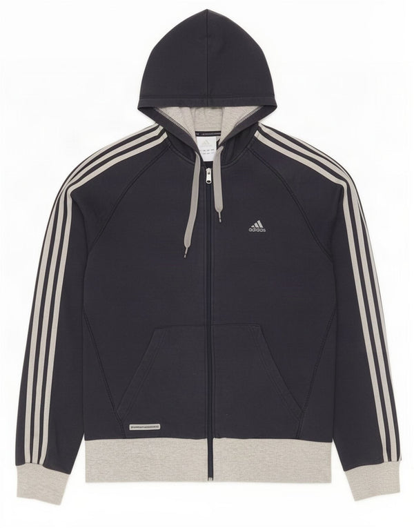 Adidas Hættetrøje med lynlås til mænd Large Navy Blue Colourblock Bomuld