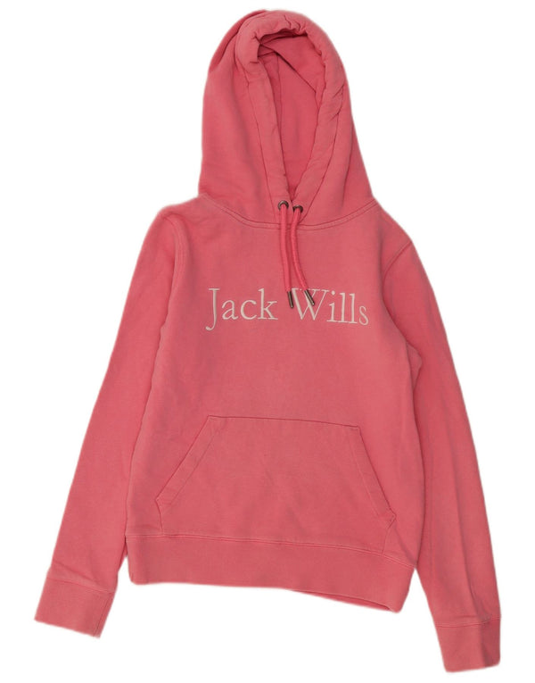 JACK WILLS Grafisk hættetrøje til kvinder UK 4 XS Pink Bomuld