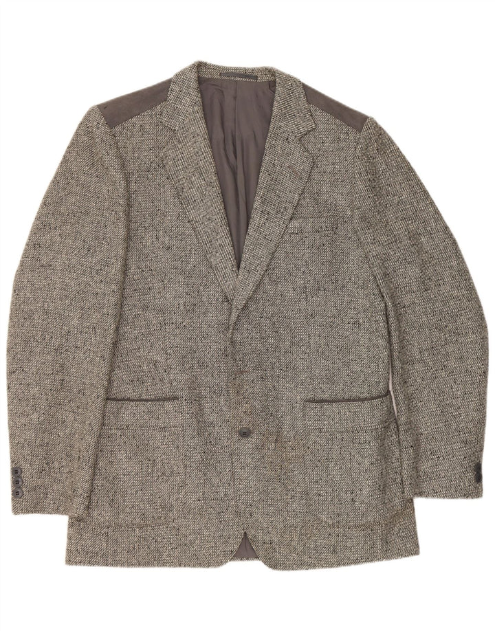 Vintage blazerjakke til mænd med 1 knap UK 38 Medium Grey Flecked Wool