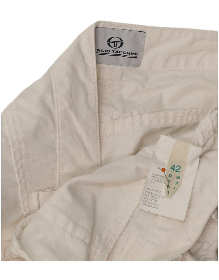 SERGIO TACCHINI Dame Bootcut Casual Bukser IT 42 Medium W32 L32 Hvid