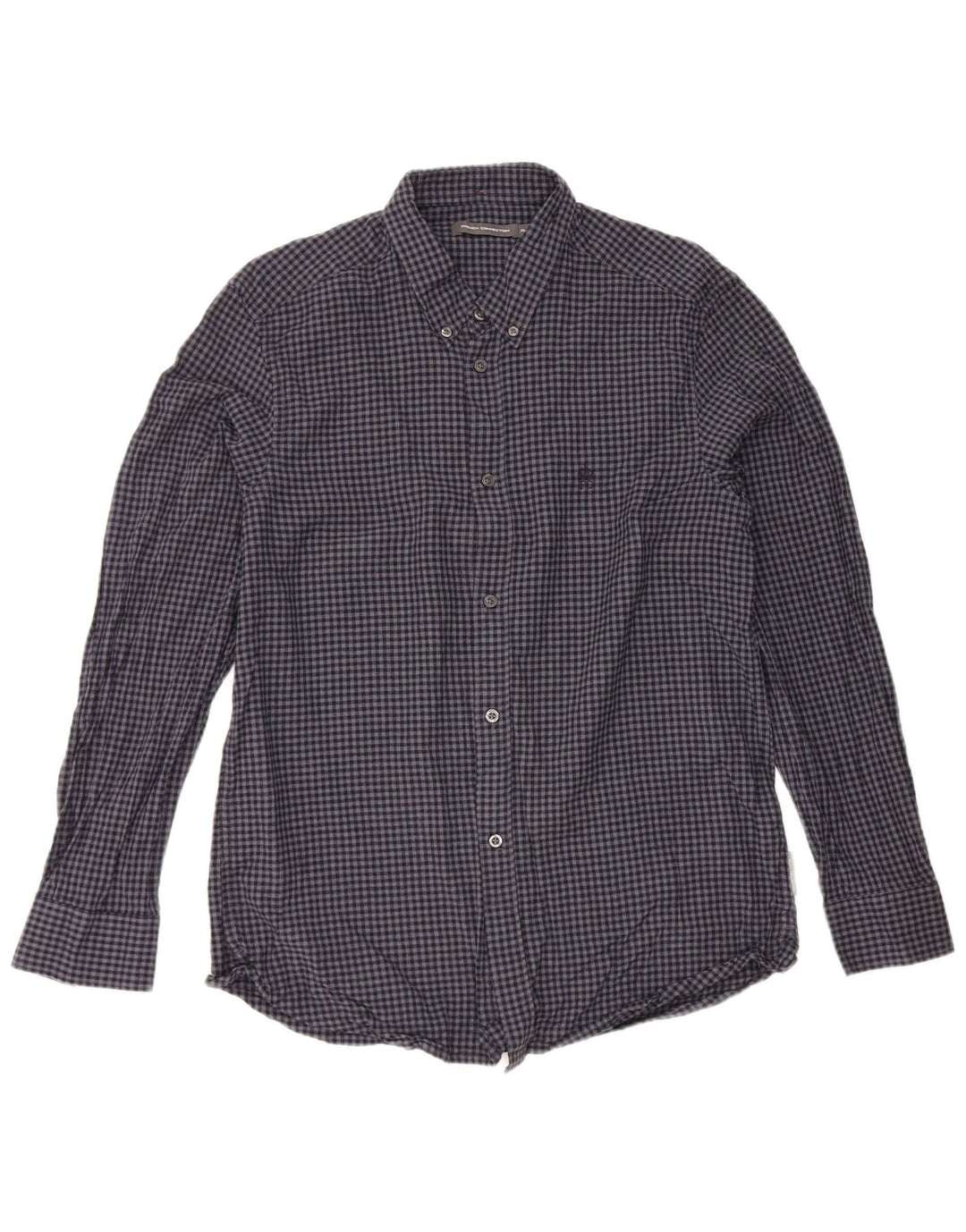 French Connection Herreskjorte XL Marineblå Gingham Cotton