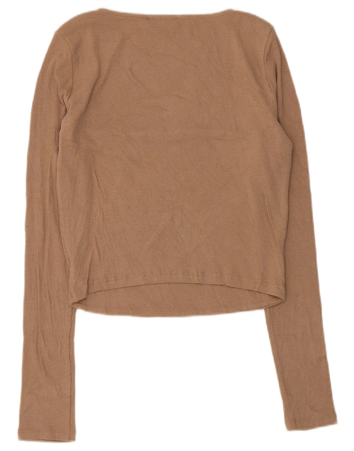 Zara Dame Crop Top Langærmet UK 14 Stor Brun