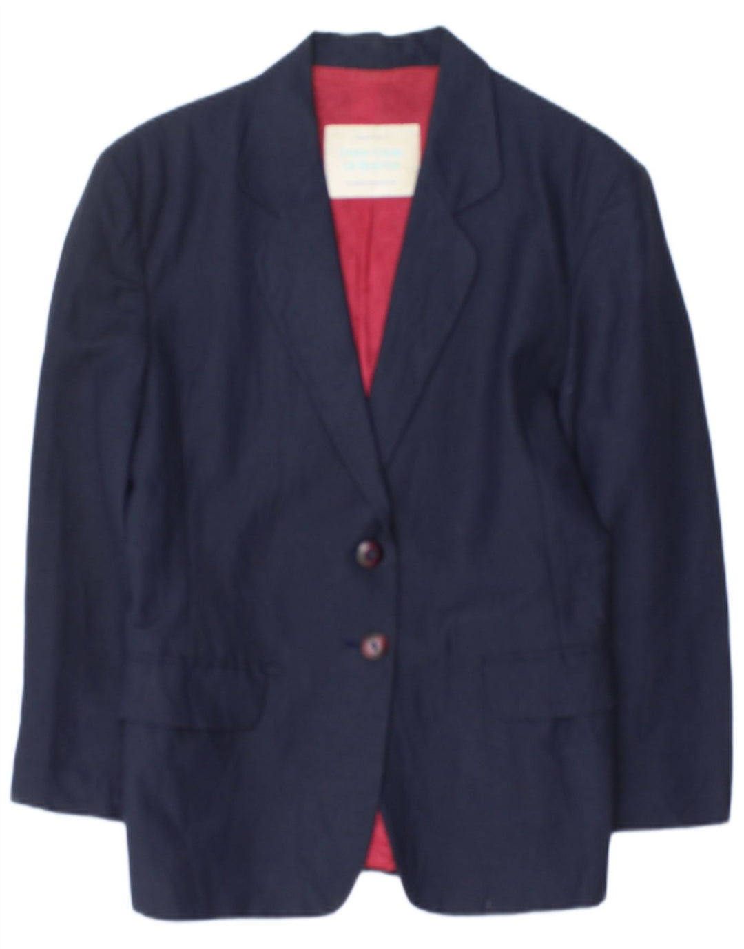 Benetton Dame 2 Button Blazer Jacket IT 42 Medium Navy Blue Linen