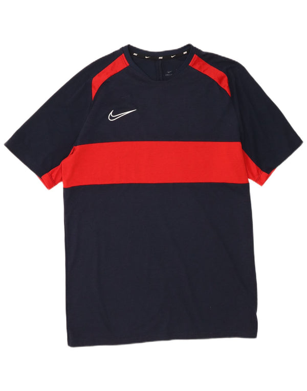 Nike Dri Fit T-shirt top til mænd, stor marineblå farveblok