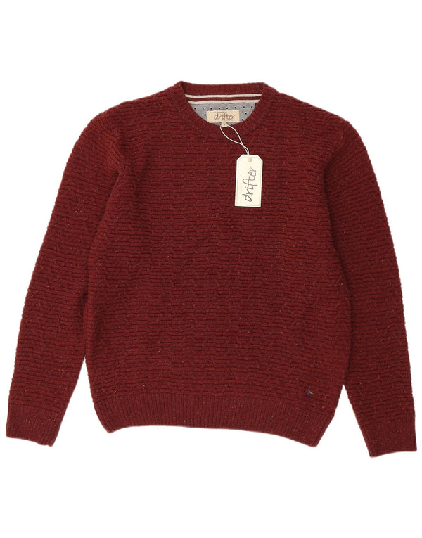 DANIEL GRAHAME Herre Drifter Crew Neck Jumper Sweater Large Burgundy