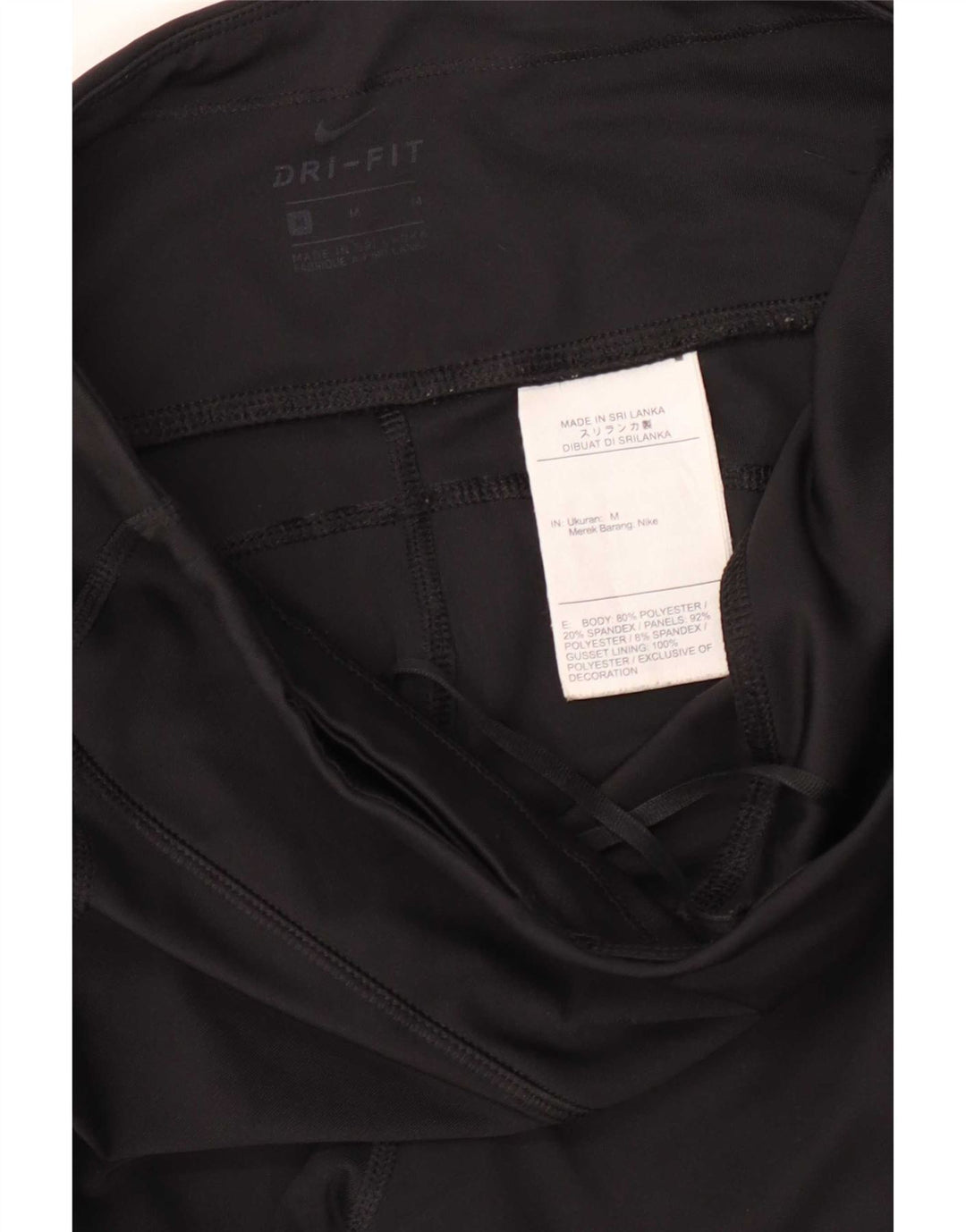 Nike Dame Dri Fit Leggings UK 12 Medium Sort Polyester