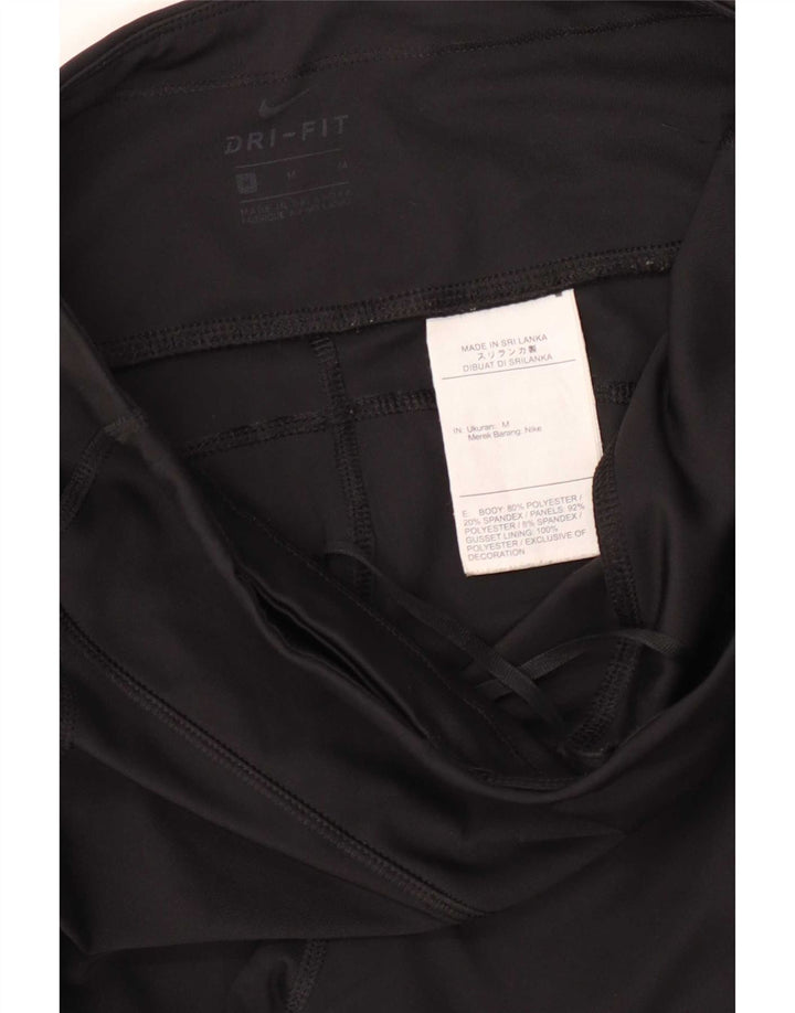 Nike Dame Dri Fit Leggings UK 12 Medium Sort Polyester