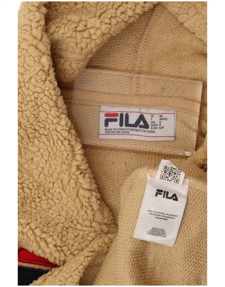 Fila Dame Oversized Fleece Hoodie Jumper UK 10 Small Beige Polyester