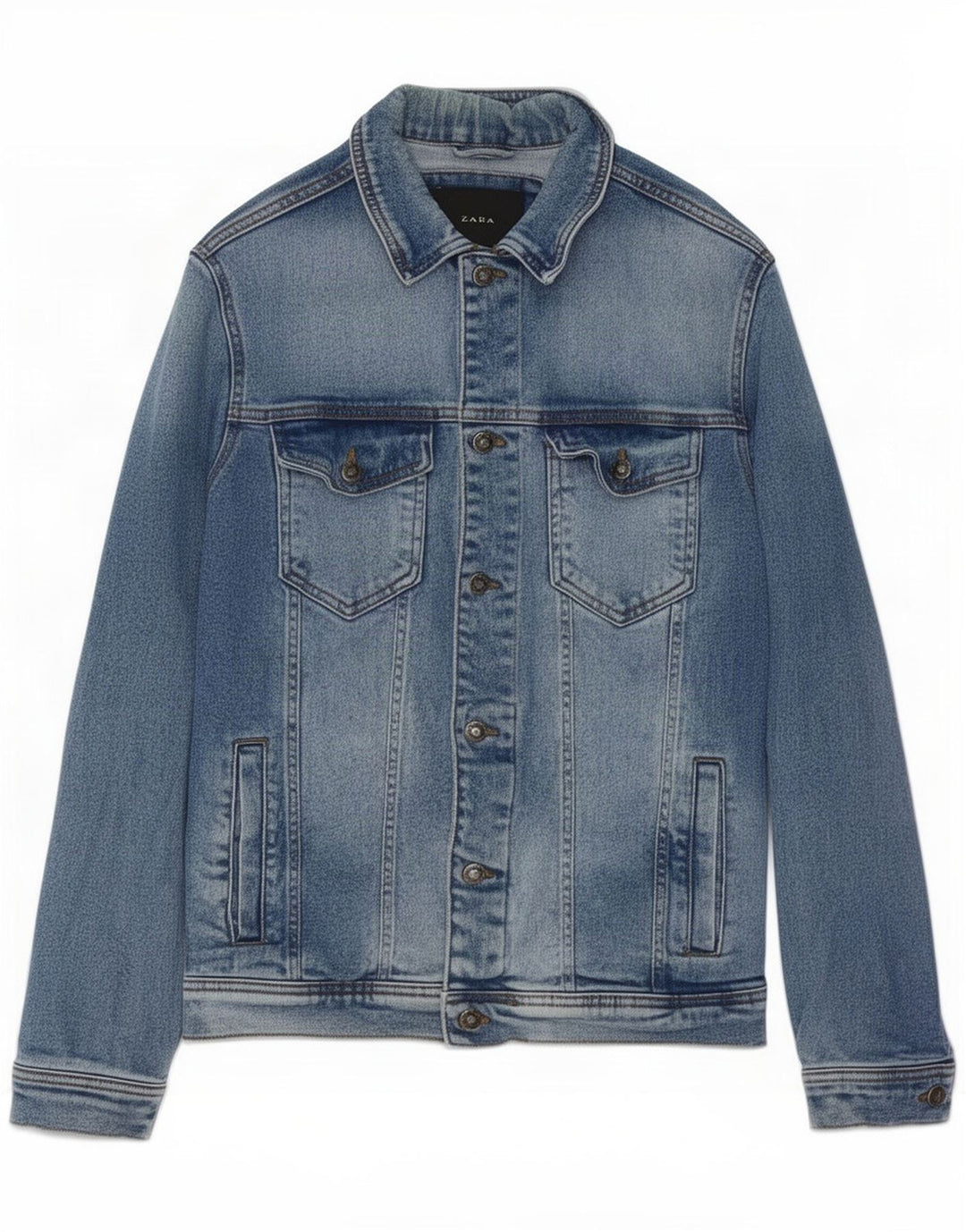 Zara Herre denimjakke UK 38 Medium Blue Cotton