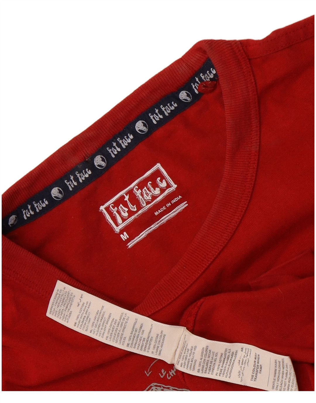 Fat Face Herre grafisk T-shirt Top Medium Rød Bomuld