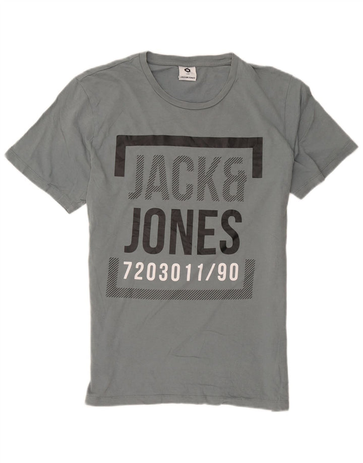 Jack & Jones Herre Grafisk T-Shirt Top Stor Grå Bomuld