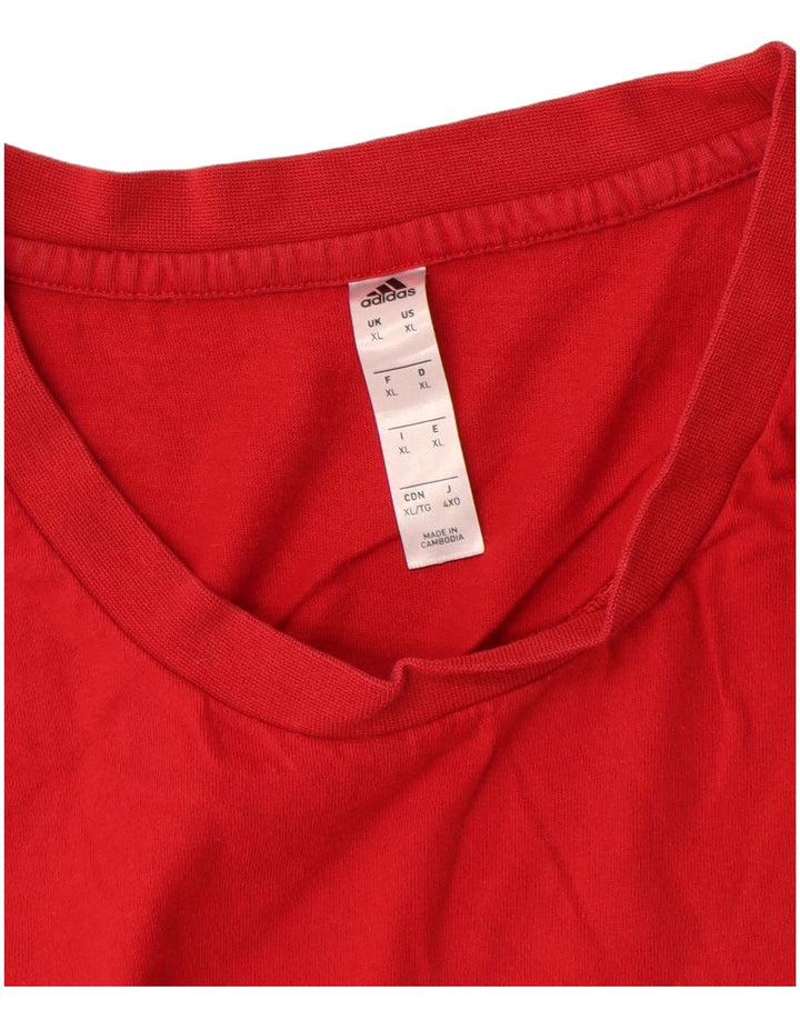 Adidas Herre T-Shirt Top XL Rød Bomuld