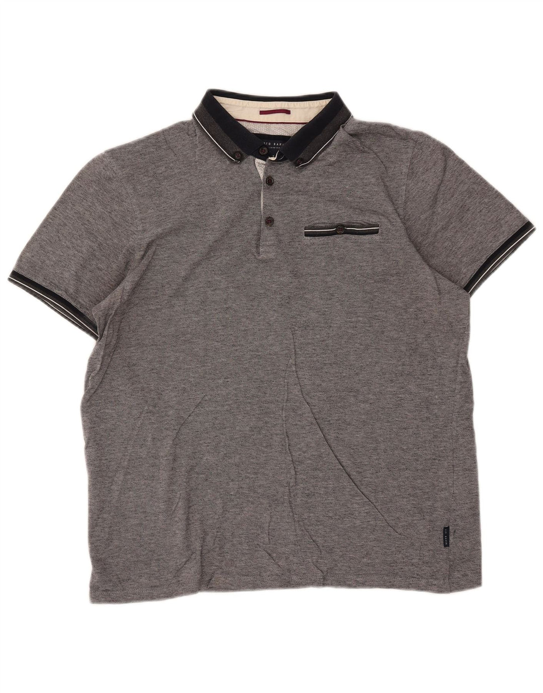 TED BAKER Poloshirt til mænd str. 5 XL Grå Flecked Bomuld