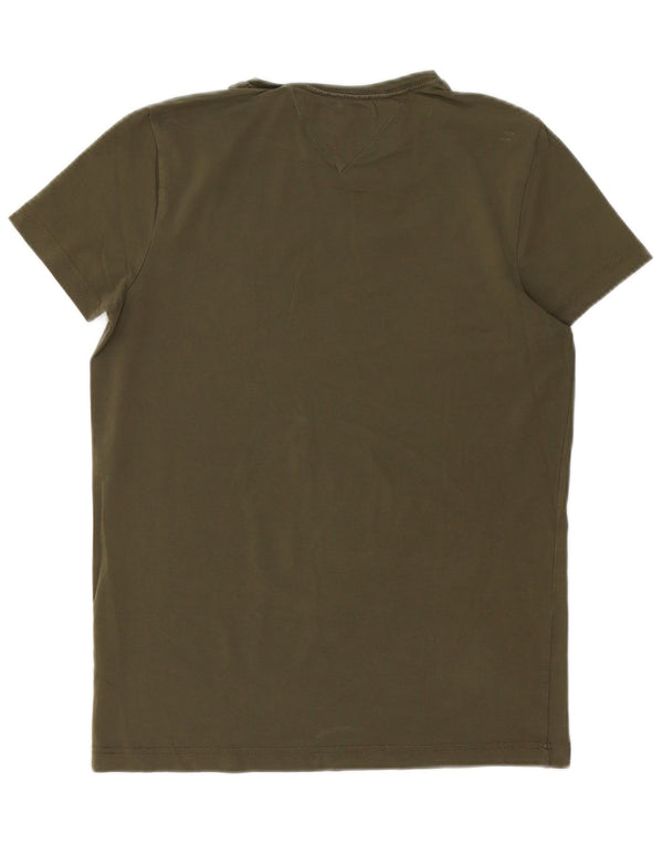 Tommy Hilfiger Mens Slim Fit T-Shirt Top Small Khaki Cotton