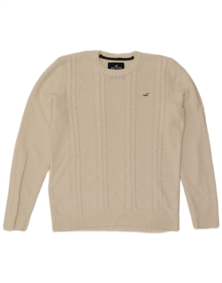 Hollister Herre trøje med rund hals, medium beige bomuld