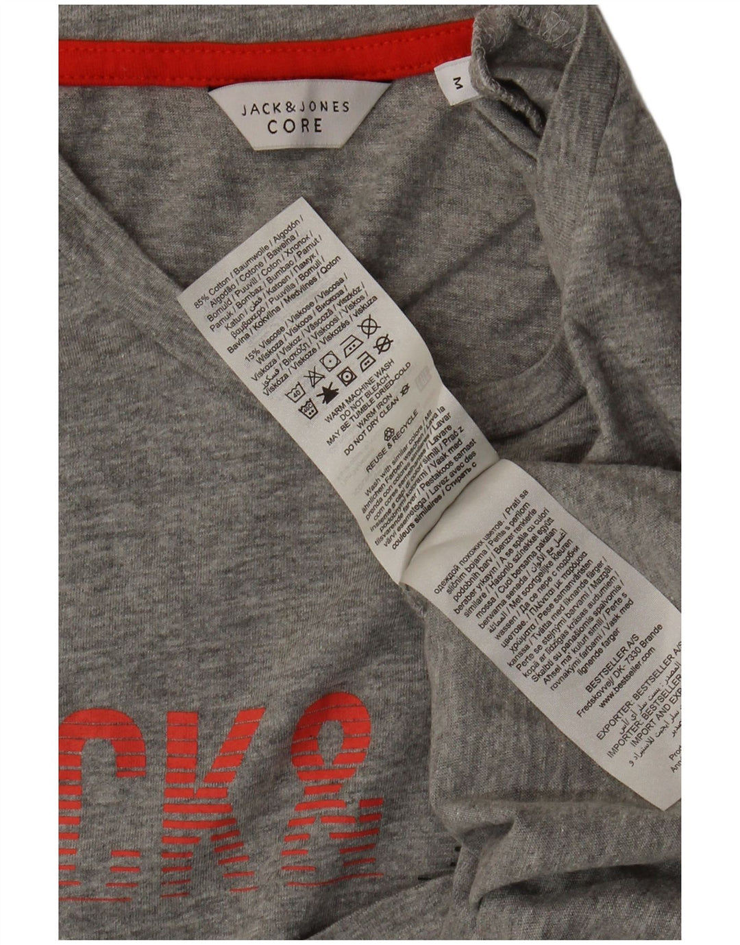 Jack & Jones Herre kerne grafisk T-shirt top mellemgrå bomuld
