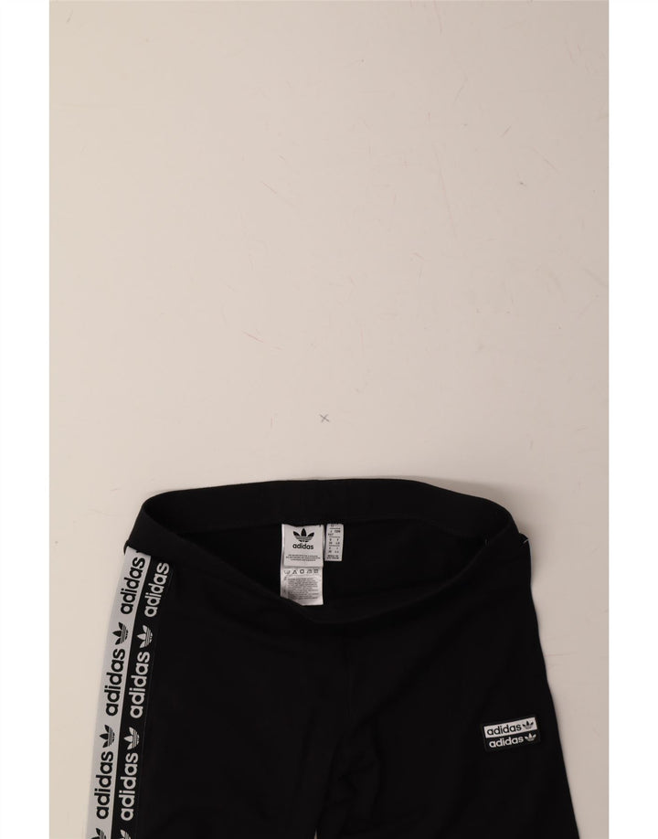 ADIDAS Womens Graphic Leggings UK 12 Medium Black Cotton Vintage Adidas and Second-Hand Adidas from Messina Hembry 