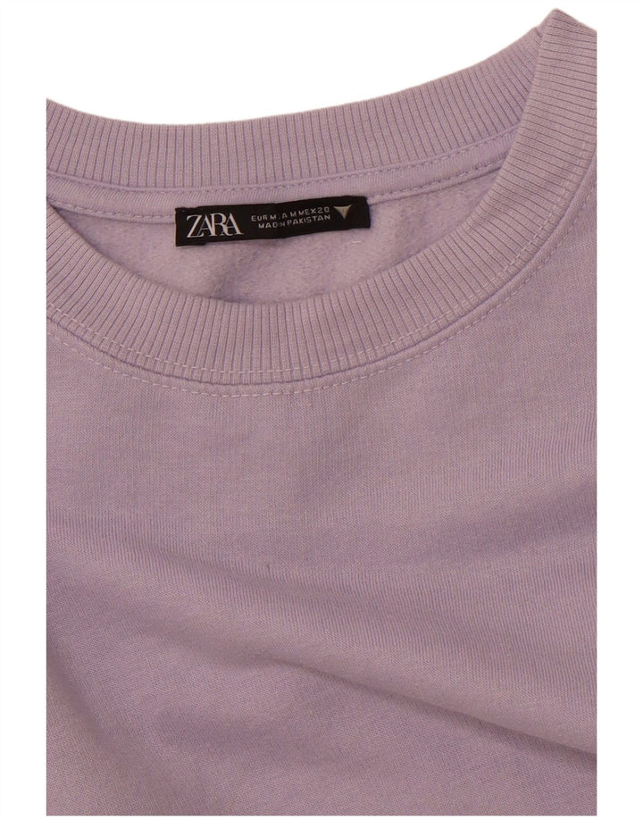 ZARA Womens Oversized Crop Sweatshirt Jumper UK 14 Medium Purple