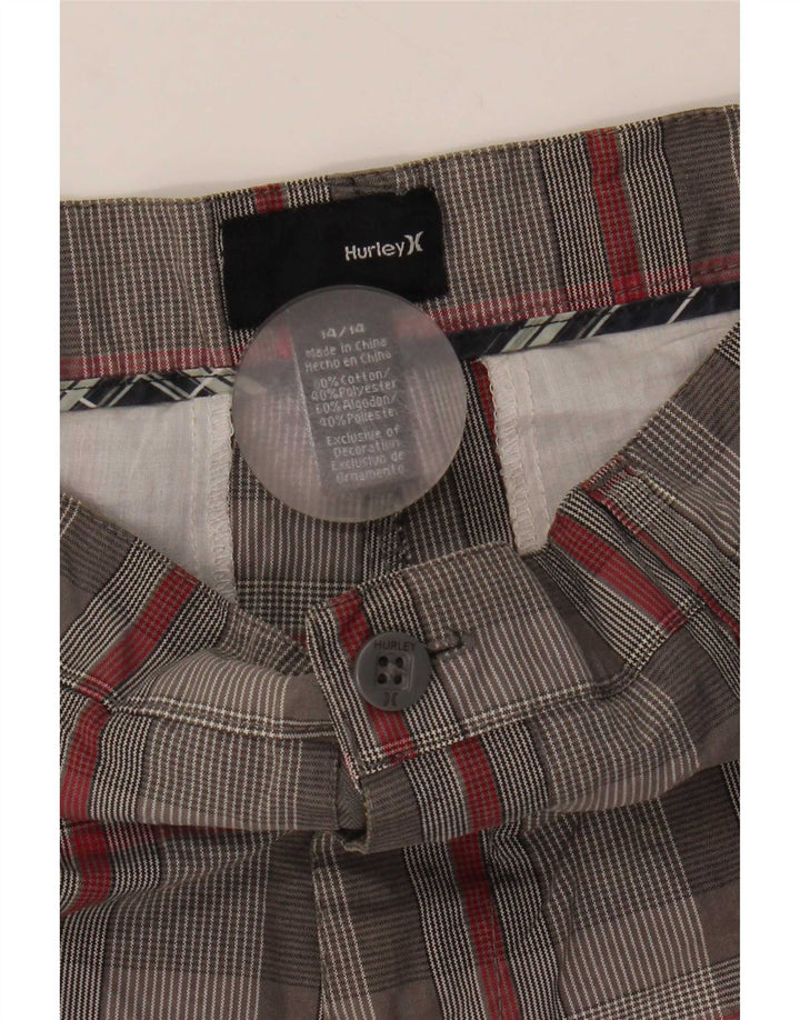 Hurley Boys Chino Shorts 13-14 år W27 Grå ternet bomuld