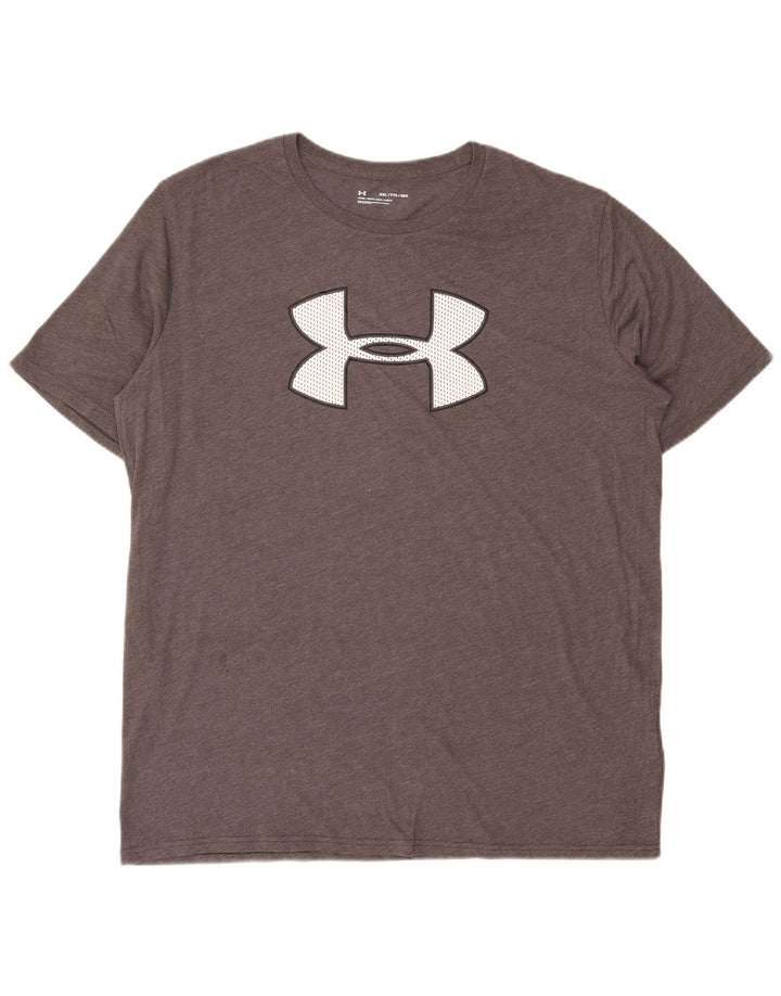 Under Armour Herre Grafisk T-Shirt Top 2XL Grå Bomuld